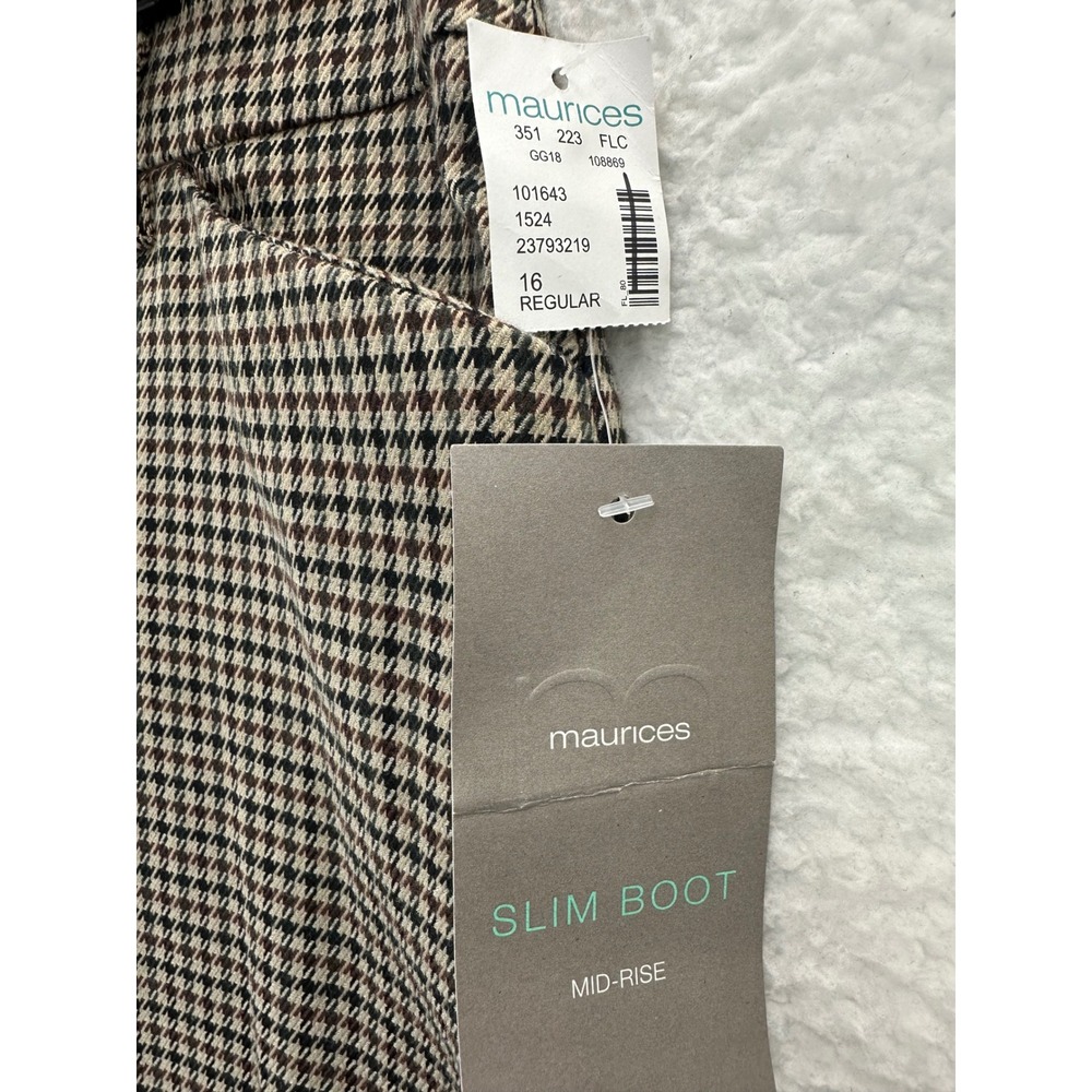 Maurices Slim Boot Mid Rise Houndstooth Pants Women's Size 16 Regular - Picture 4 of 14